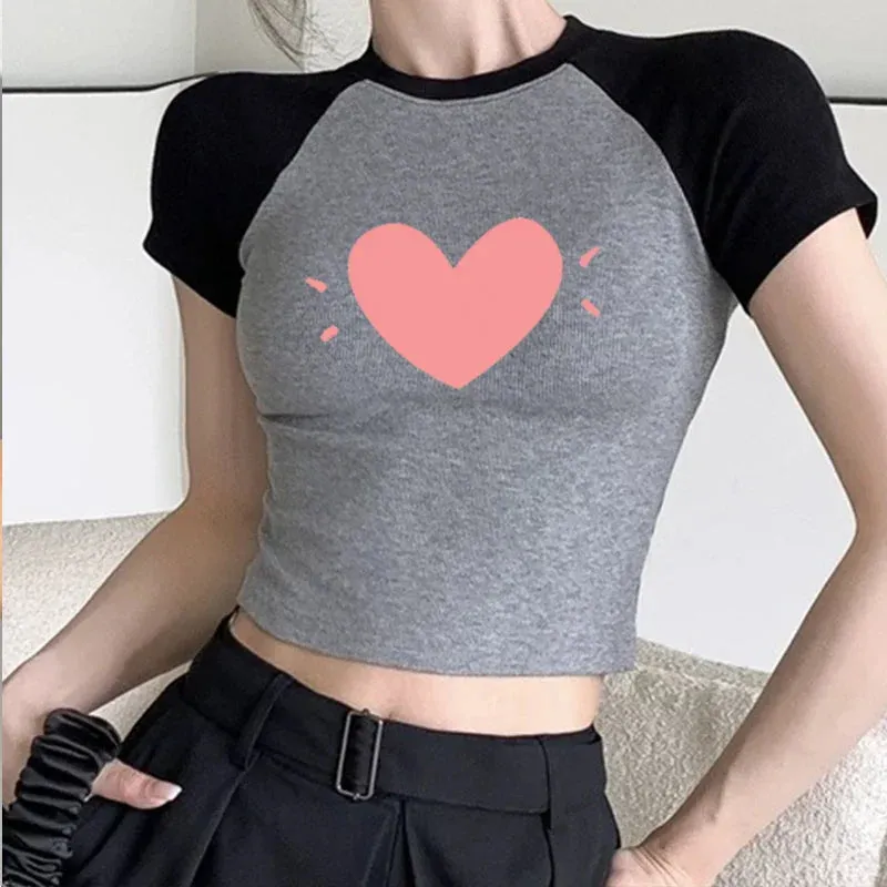 2000s Heart Graphic Custom Crop Top Fairy Grunge Crop Top