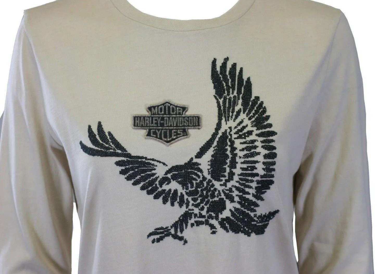 Branded Women's T-Shirt Cream Cross-Stitch Flying Eagle L/S Tee (S45)