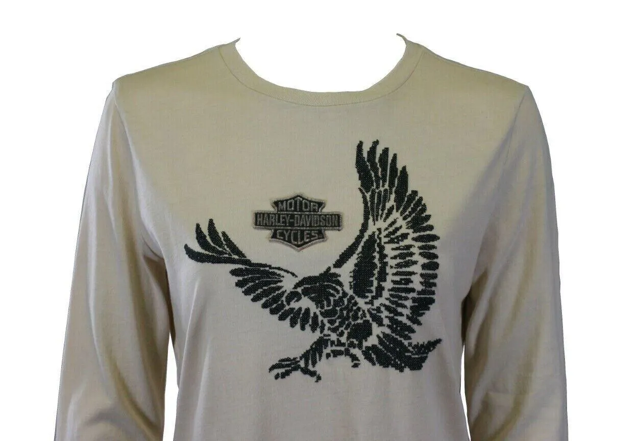 Branded Women's T-Shirt Cream Cross-Stitch Flying Eagle L/S Tee (S45)