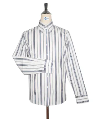 Button Down Shirt - White,Navy Blue and Red Stripe Shirt