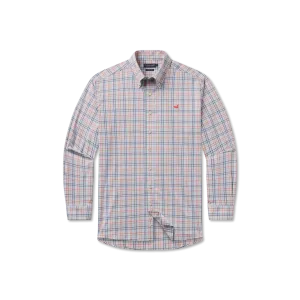 Southern Marsh - Van Buren Performance Grid Dress Shirt - Navy/Burnt